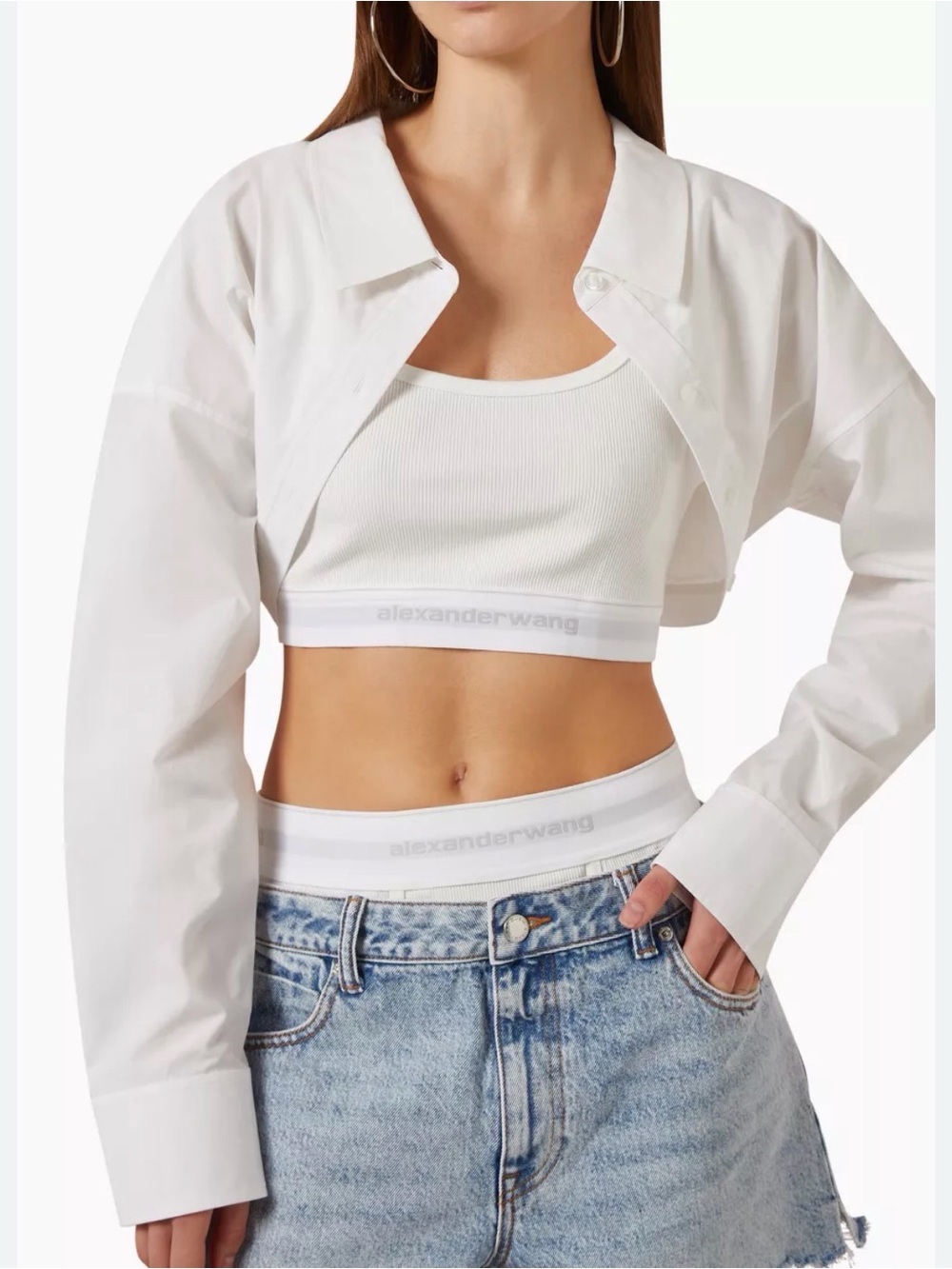 Alexander Wang White Cropped Button-Up Jacket